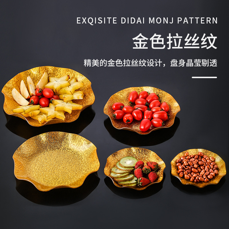 10 Acrylic Gold Fruit Plates, Commercial Plastic Large and Small Dried Fruit Plates, Special Gold Plates for Bars and Ktvs