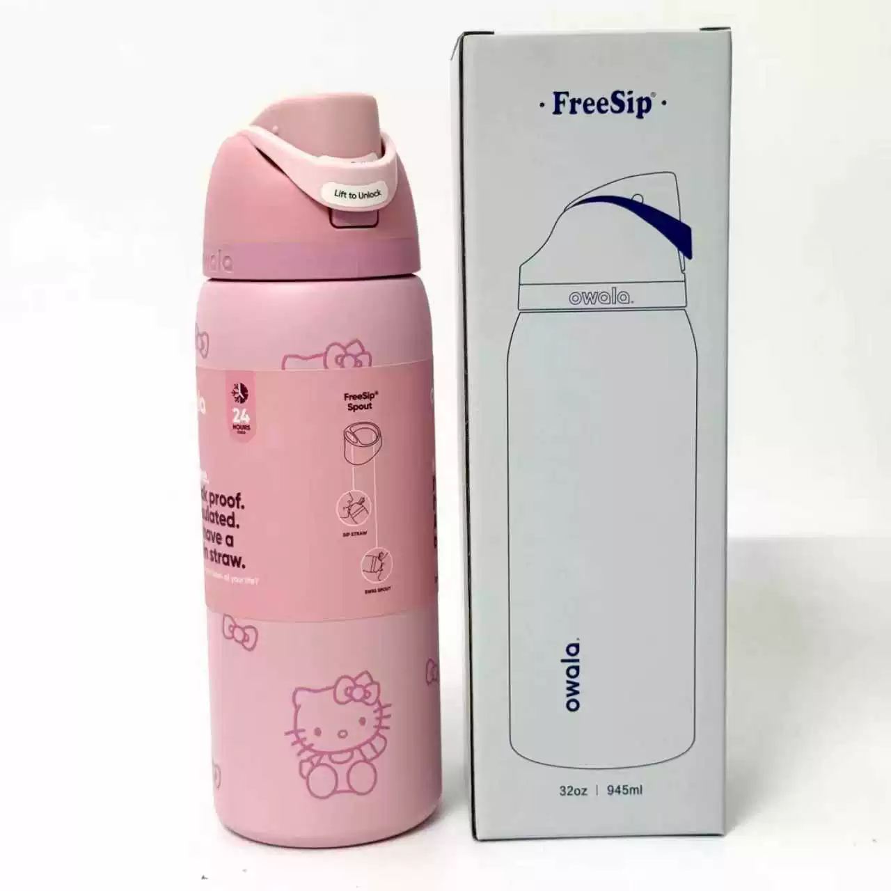 Термос Owala Kitty ограниченная серия FreeSip двойной напиток спортивная водяная чашка большой емкости трубка портативная чашка