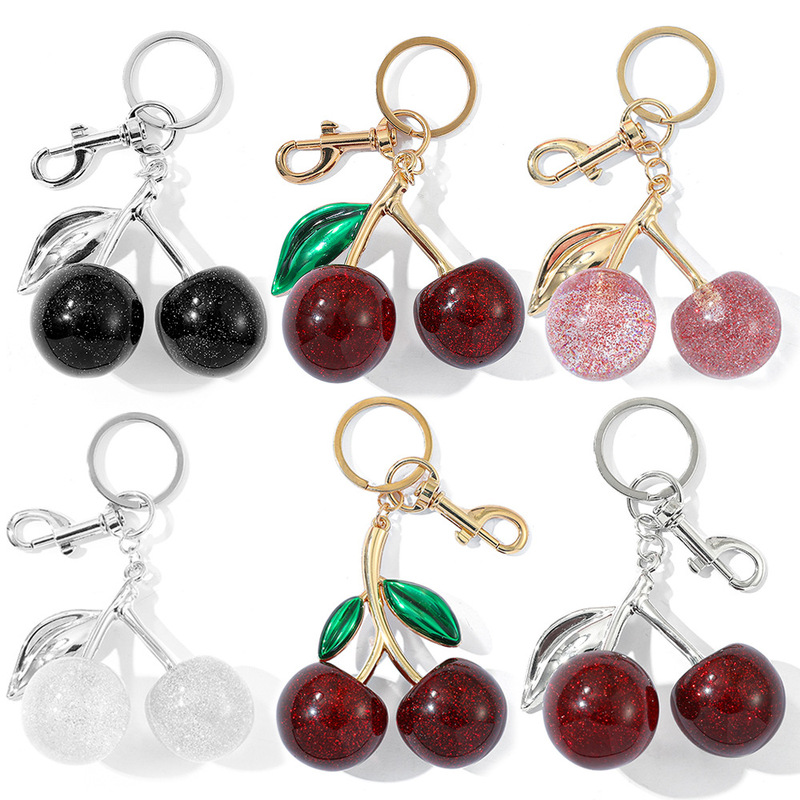 Light Luxury Fashion Cherry Keychain Bag Pendant Women's Bag Accessory Exquisite Creative Cherry Car Keychain