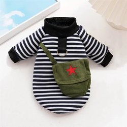 Pet Supplies Autumn and Winter Warm Striped Sweatshirt with Leash Clip for Small and Medium-Sized Dogs, Teddy Dogs, and Cats