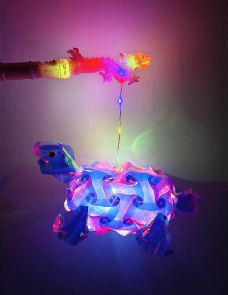 Китайский фонарик 国庆节3d立体动物炫彩镭射手提花灯材料片儿童手工diy灯笼摆摊
