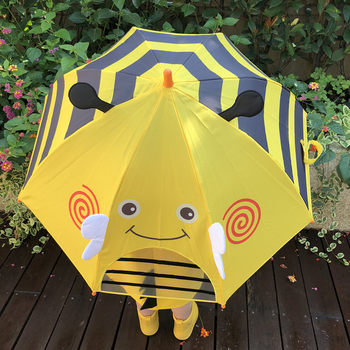 Kindergarten boys and girls baby ultra-light children's umbrella rain gear children's long-handled p anti-pinching parasol manual