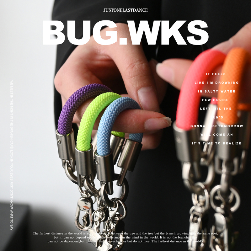 Misprinted Workshop Solid Color Mini Short Rope Multifunctional Keychain Outdoor Anti-Lost Earphone Cord Finger Strap Portable