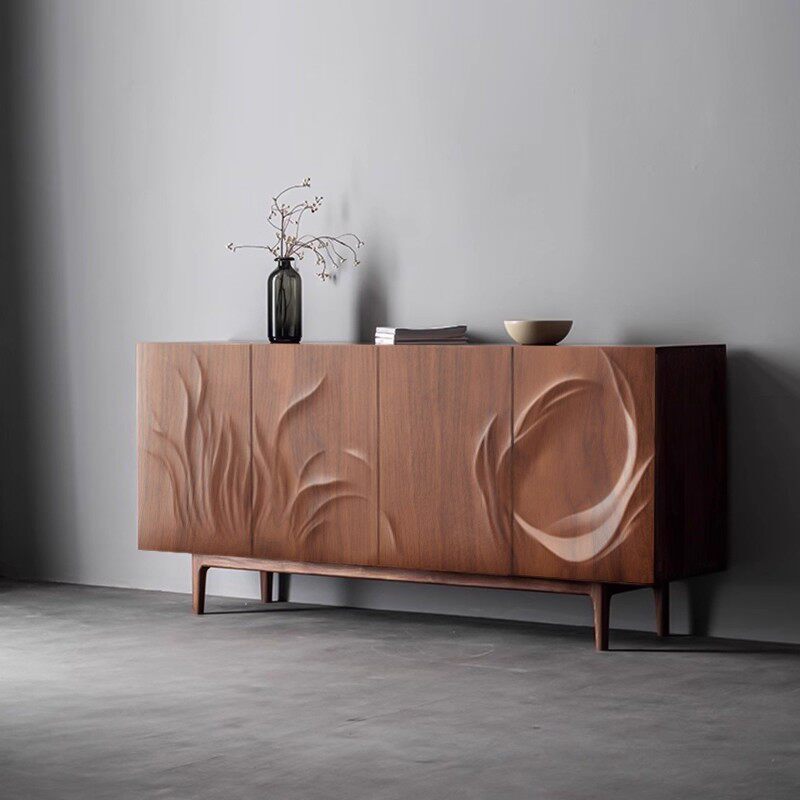 Imported Black Walnut Sideboard, Living Room Solid Wood Entryway Cabinet, Retro Bedroom Storage, Modern Minimalist Shoe Cabinet