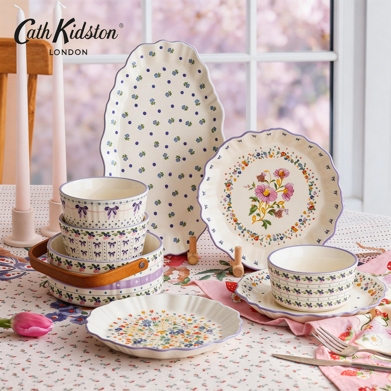 Cath Kidston Floral Ceramic Tableware Set Household Dishes Plates Rice Bowls Fruit Plates Housewarming Gift for Women