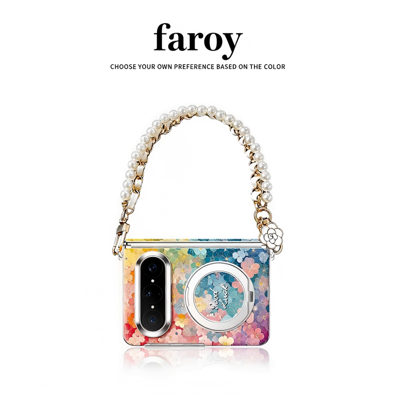 Faroy Floral Design Compatible with Huawei Pura X Max Case and Screen Protector Integrated Phone Case Pura X Max Collector's Edition Full Protection Cover 2026 New Model Pura X Max Unique Ins Style Super Stylish Foldable