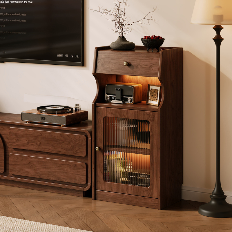 Solid Wood Sideboard, Small Side Cabinet Next to the Living Room Tv Cabinet, Wall-Mounted Antique-Style Storage Cabinet, Small Apartment Sofa Narrow Cabinet, Standing Cabinet