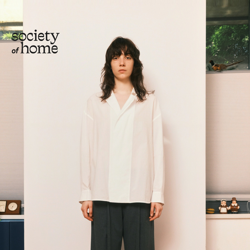 【Soh】Society of Home Loose Long-Sleeved Shirt, Same Style as Worn by Celebrities
