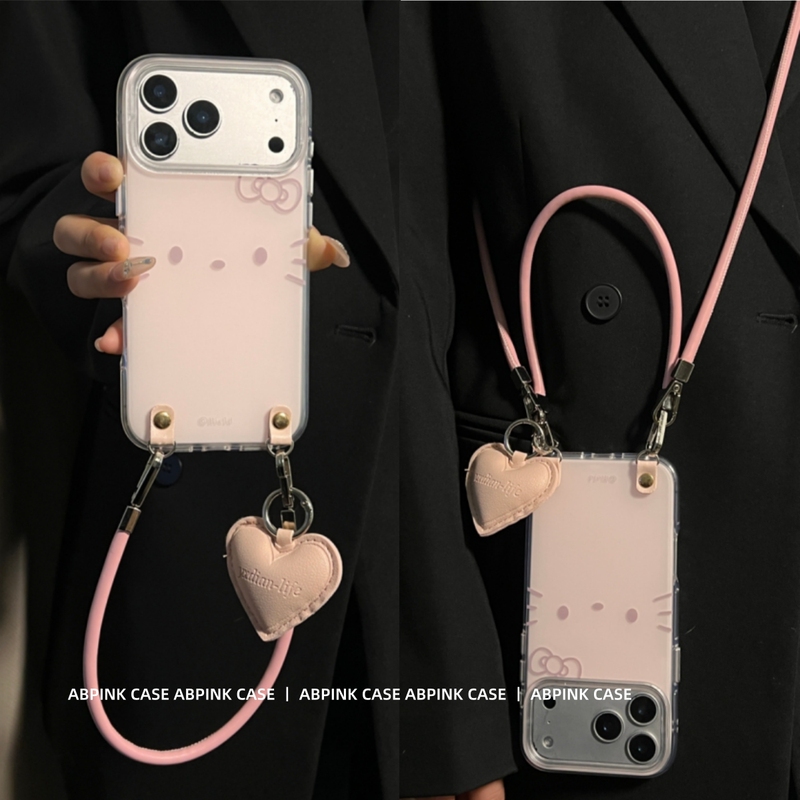 Abpink Case* Cute Girly Pink Kt Cat Face Frosted Double-Layer Case Suitable for iPhone 17 Pro Max, Apple 16 Pro Max Phone Case, 15 Lanyard Wrist Strap, 14 Crossbody Long Strap, Anti-Drop for Women Abpink Case* Cute Girly Pink Kt Cat Face Frosted Double-Layer Case Suitable for iPhone 17 Pro Max, Apple 16 Pro Max Phone Case, 15 Lanyard Wrist Strap, 14 Crossbody Long Strap, Anti-Drop for Women