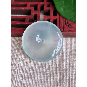 Burmese natural a-grade jade and jade, laokeng ice species, hand-carved, white moonlight peace buckle pendant