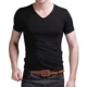 Áo thun cotton nam tay ngắn màu đen trắng đơn giản đơn sắc thon gọn thân hình bó sát bên trong quần áo hè.