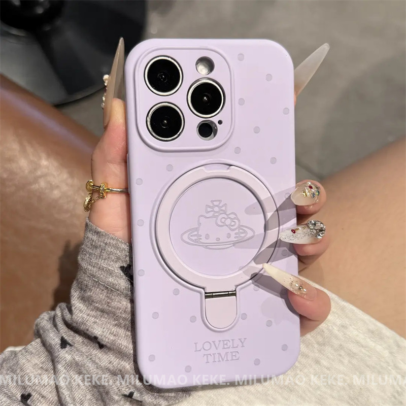 ins Super Cute Empress Kitty Cat Magnetic Stand Compatible with Iphone16Pro Apple 17 Phone Case 15Promax New Model 11 Liquid Silicone 12 Internet Celebrity Female 13 Hot-Selling 14Plus
