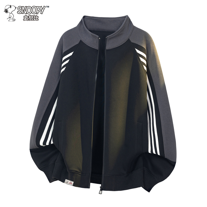 Snoopy American Style Color-Block Cardigan Sweatshirt for Men, Zippered Striped Loose Casual Sporty Jacket for Women Snoopy American Style Color-Block Cardigan Sweatshirt for Men, Zippered Striped Loose Casual Sporty Jacket for Women