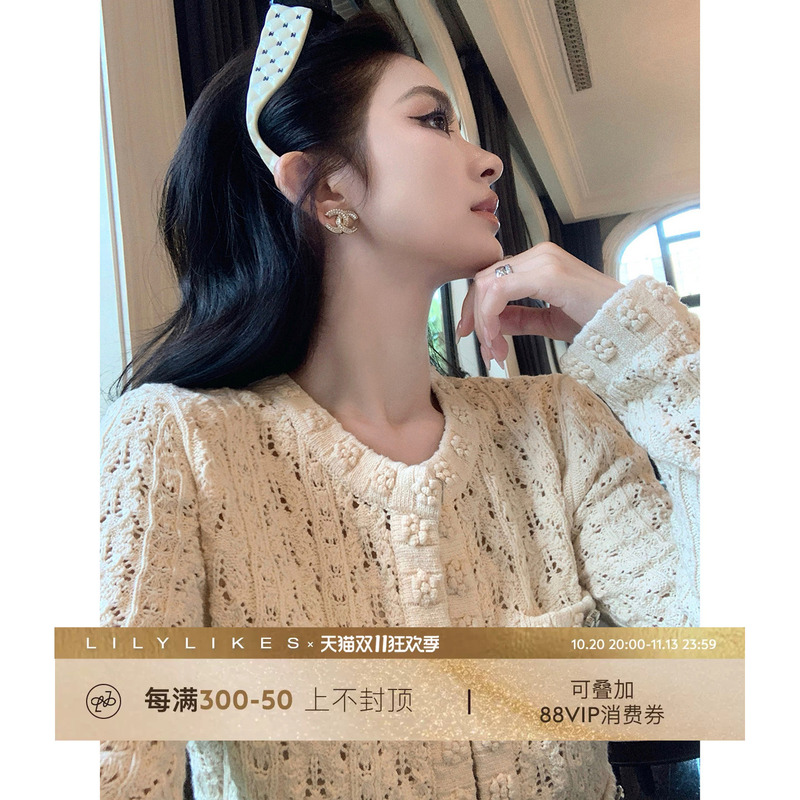 Lilylikes Camellia Girl German Stoll Machine-Woven Hollow-Out Chanel-Style Short Jacket Top for Women
