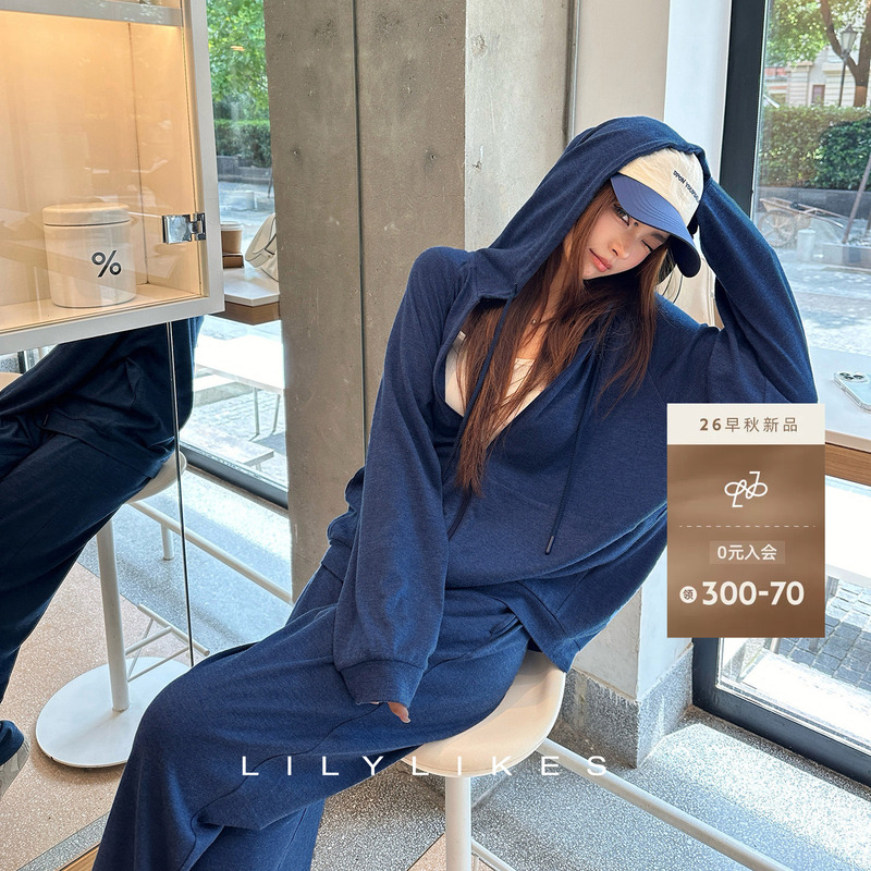 Lilylikes "Boyish Early Autumn No-Makeup Look Set: Korean Style Relaxed Hoodie and Sweatpants Set Lilylikes "Boyish Early Autumn No-Makeup Look Set: Korean Style Relaxed Hoodie and Sweatpants Set