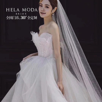 Wedding dress 2021 new bride bandeau retro court thin long tail bride main wedding dress