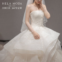 Yu BaiHera 2021 new bandeau court thin tutu large long tail main wedding dress retro shake sound