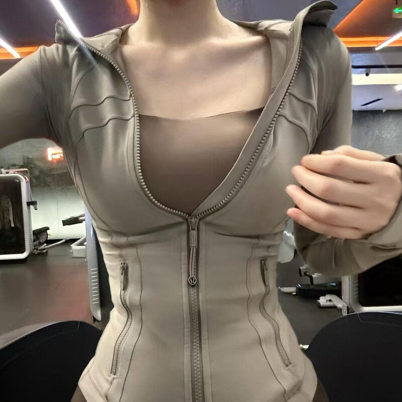 Fitness Yoga Tops for Women, Fishbone Sun Protection Clothing, Slim-Fitting Jackets for Women, Spring Sports Tight-Fitting Cycling Clothes, Mountaineering Clothes