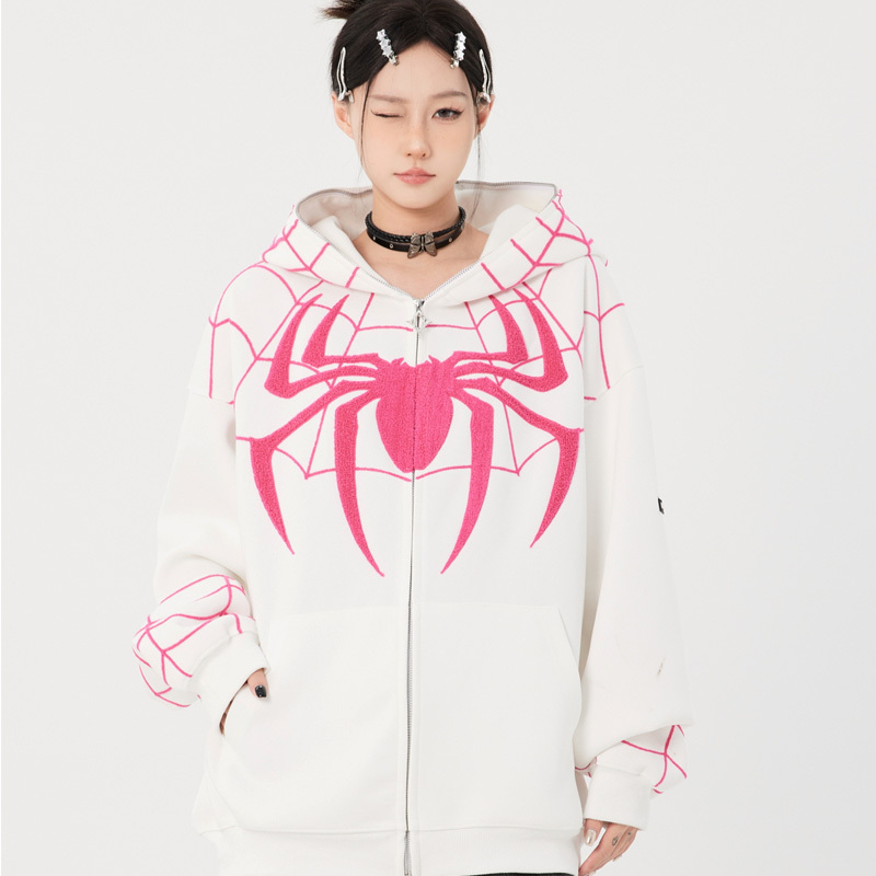 American-Style Printed Long-Sleeve Regular Shoulder Gwen Embroidered Spider-Man Sweatshirt for Women, This Year's New Versatile Thin Zip-Up Jacket