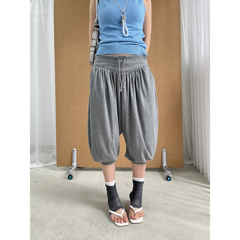 See 3L Drapey Knit Sweatpants Yoga Jogger Capri Pants Summer New Design Soft Mid-Length Pants
