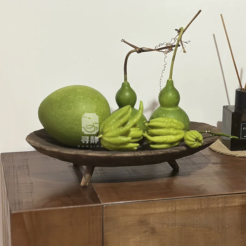 Bergamot Gourd Citron Fruit Tray Solid Wood Home Decorative Piece Mexican Gourd Base Antique Style Fruit Plate Bergamot Gourd Citron Fruit Tray Solid Wood Home Decorative Piece Mexican Gourd Base Antique Style Fruit Plate