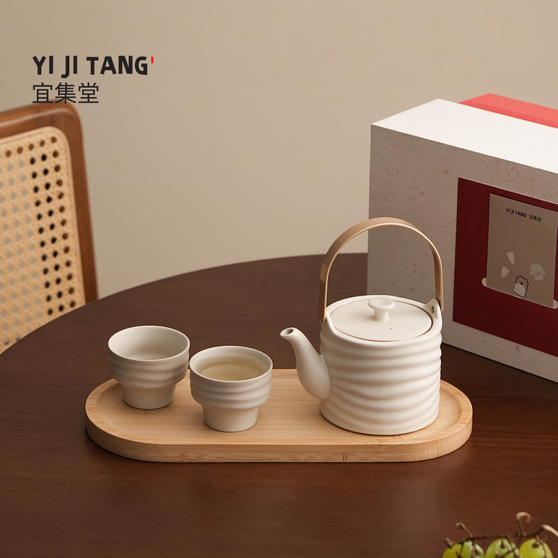 Yijitangchuan Mini Antique-Style Kung Fu Tea Set, Household Ceramic Matte Small Tea Table, Suitable for Hotels and Guesthouses, Gift-Giving