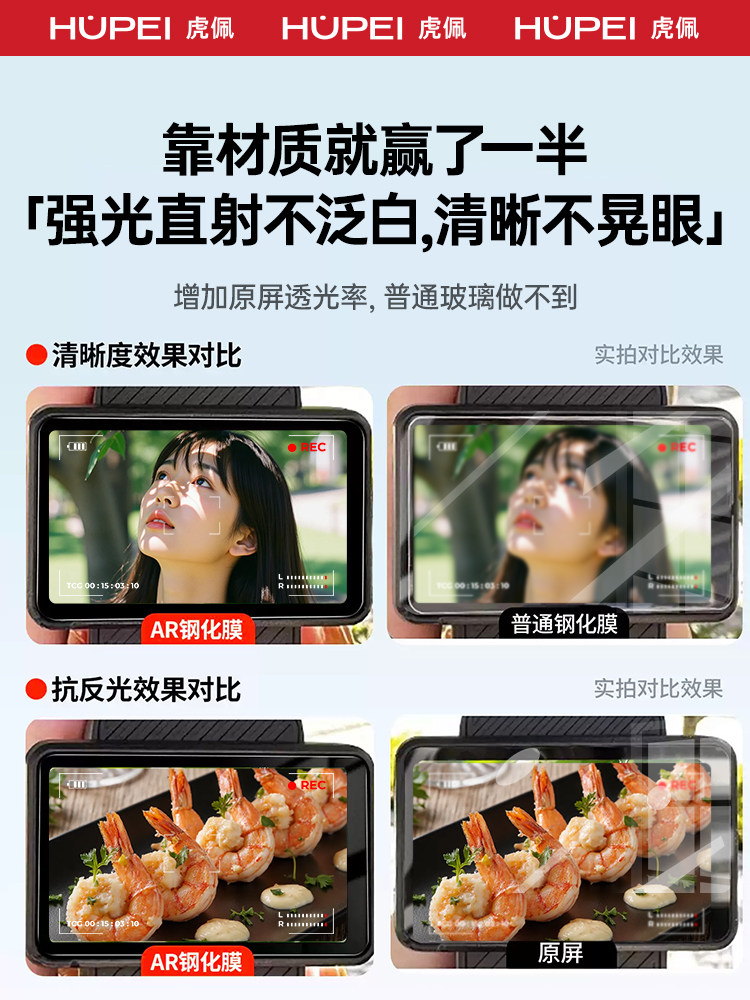 [Beyond Ar German Import]Hupai Tempered Glass Screen Protector for Dji Pocket 3, Osmo Screen Film, Ar Anti-Reflective High-Definition Low-Reflection Lens Protective Film, Camera Protective Film