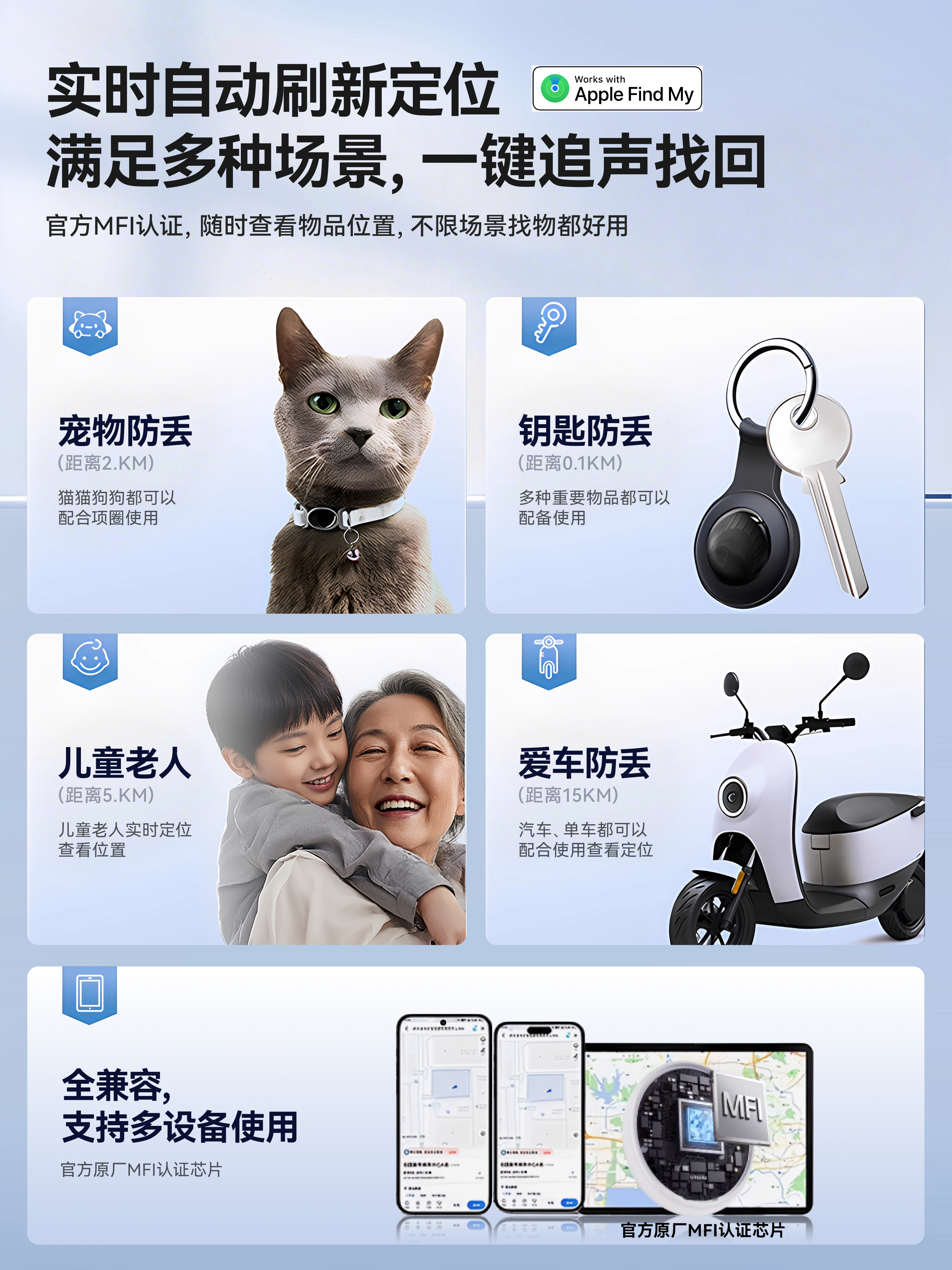 Anti-Lost Locator Suitable for Apple Airtag, Suitable for Children, the Elderly, Students, Invisible Tracker, Pet Dog, Cat, Mini Locator, Car, Bicycle, Keychain, Anti-Lost Locator