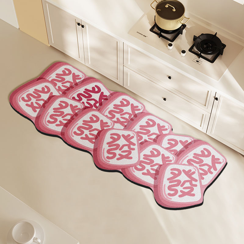 Kitchen long mat absorbs water and oil, non-slip and dirt-resistant floor mat, household leather, no-wash, wipeable floor mat, carpet