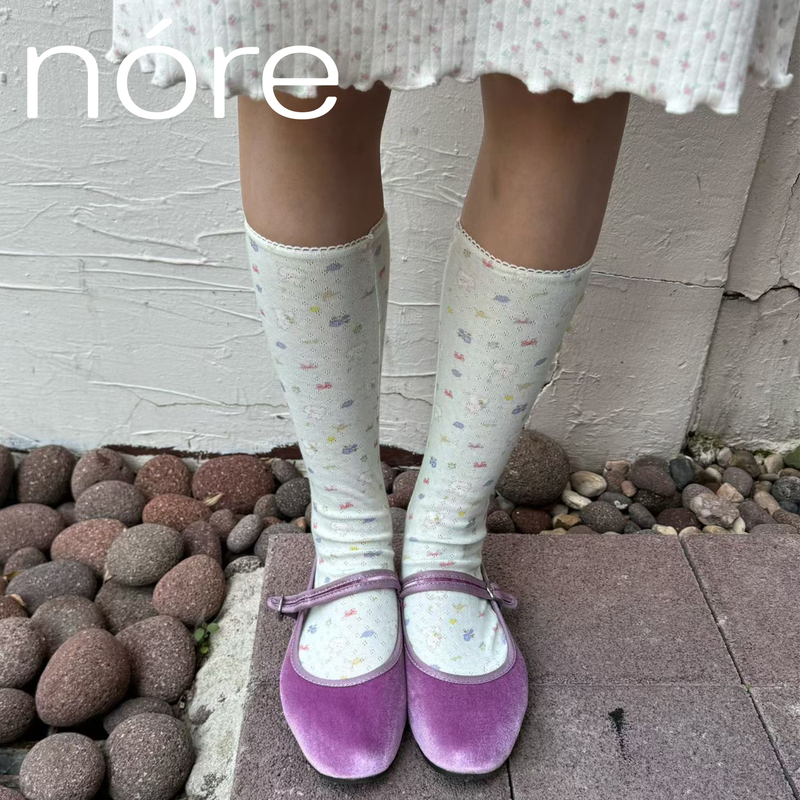 Nore Hill Korea Fromie 【Origami Series】Hand-Painted Printed Mid-Length Lace Tube Socks Nore Hill Korea Fromie 【Origami Series】Hand-Painted Printed Mid-Length Lace Tube Socks