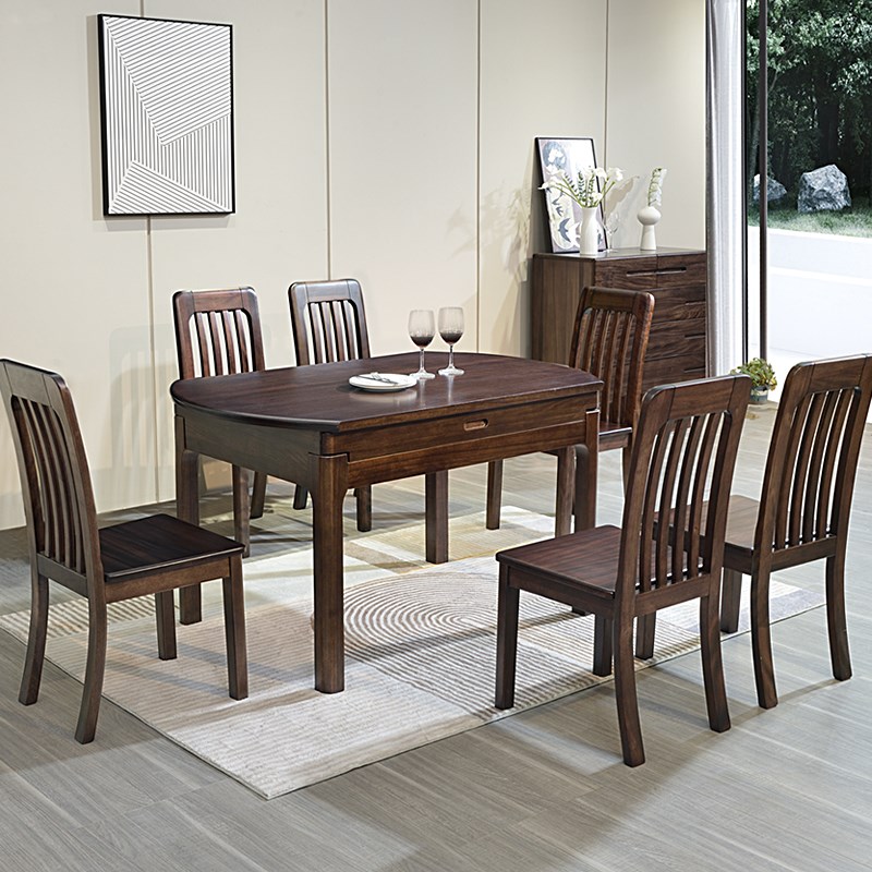 复古魅力与现代工艺的完美交融:老钱中古黑胡桃木餐桌