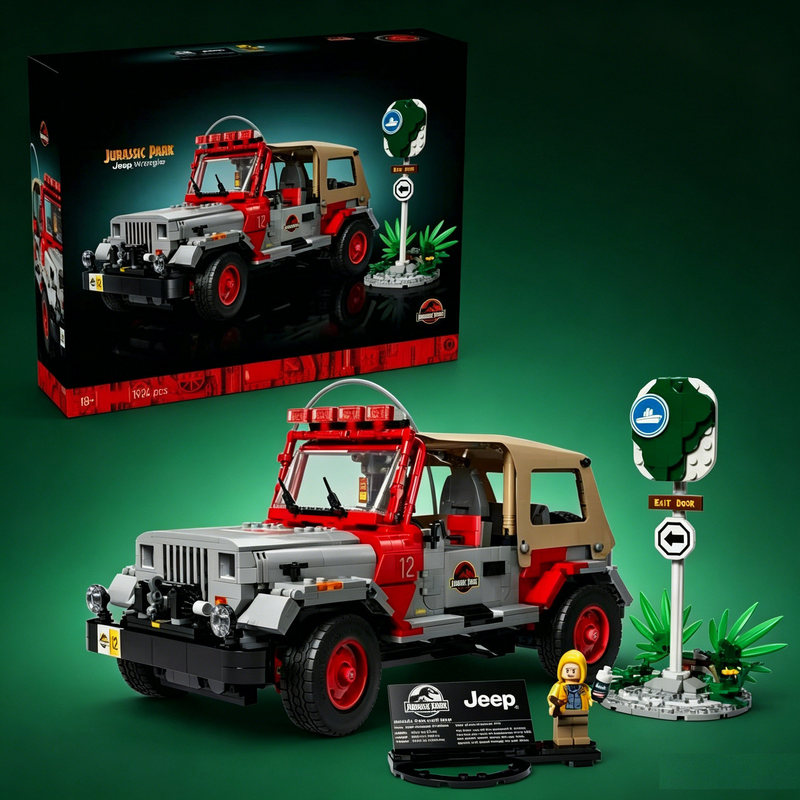 Jurassic World Park Wrangler Jeep Jeep Boys and Girls Kidsren's Educational Building Block Toy Model
