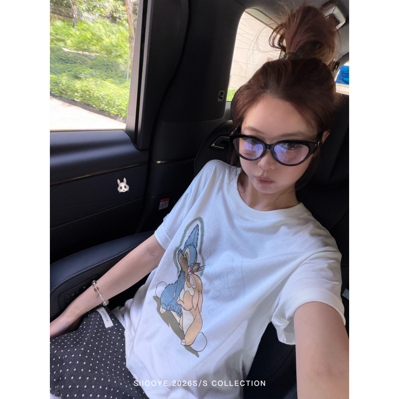 Siiooye Summer Fun 50% Tencel Linen Printed T-Shirt for Women, Loose Short Sleeve Design Top Siiooye Summer Fun 50% Tencel Linen Printed T-Shirt for Women, Loose Short Sleeve Design Top