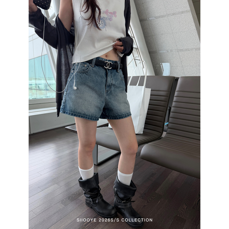 Siiooye Denim Holiday Vintage Shorts for Women, Summer Wide-Leg Pants, Versatile, Slimming, Loose Casual Pants Siiooye Denim Holiday Vintage Shorts for Women, Summer Wide-Leg Pants, Versatile, Slimming, Loose Casual Pants