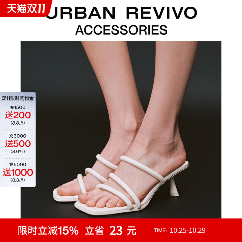 Urban Revivo2026 New Autum Style Women's Simple and Versatile Open-Toe High-Heeled Slippers Uaws60023