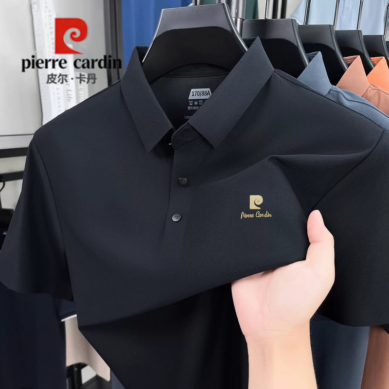 Pierre Cardin Ice Silk Polo Shirt Men's Short-Sleeved T-Shirt 2026 New Summer Lapel Half-Sleeved Top Men's Style