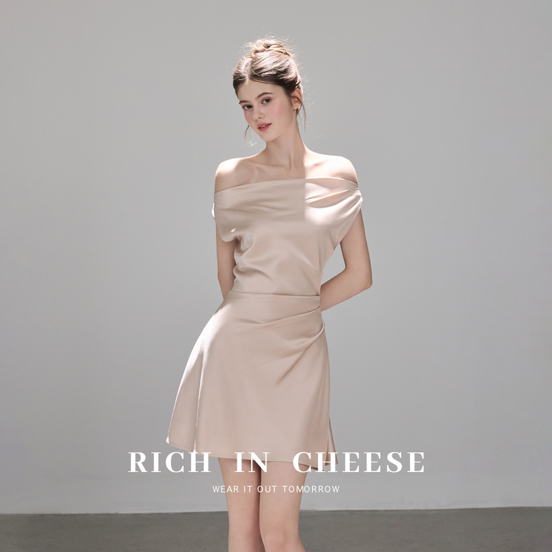Rich in Cheese Moonlight Satin Long Skirt Summer French Style Three-Way Wear Boat Neck Mermaid Skirt Rich in Cheese Moonlight Satin Long Skirt Summer French Style Three-Way Wear Boat Neck Mermaid Skirt