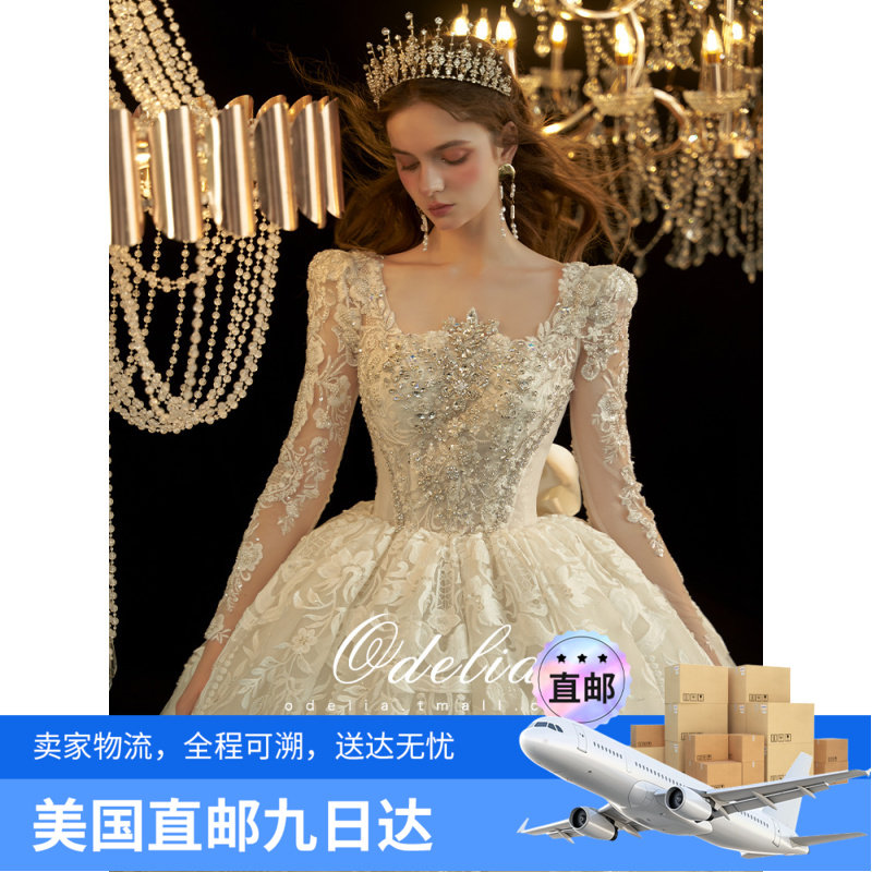 Прямая почтовая рассылка из США свадебное платье невесты odelia "Xingyue" с большим хвостом из основной пряжи высокого класса в стиле принцессы тяжелой промышленности