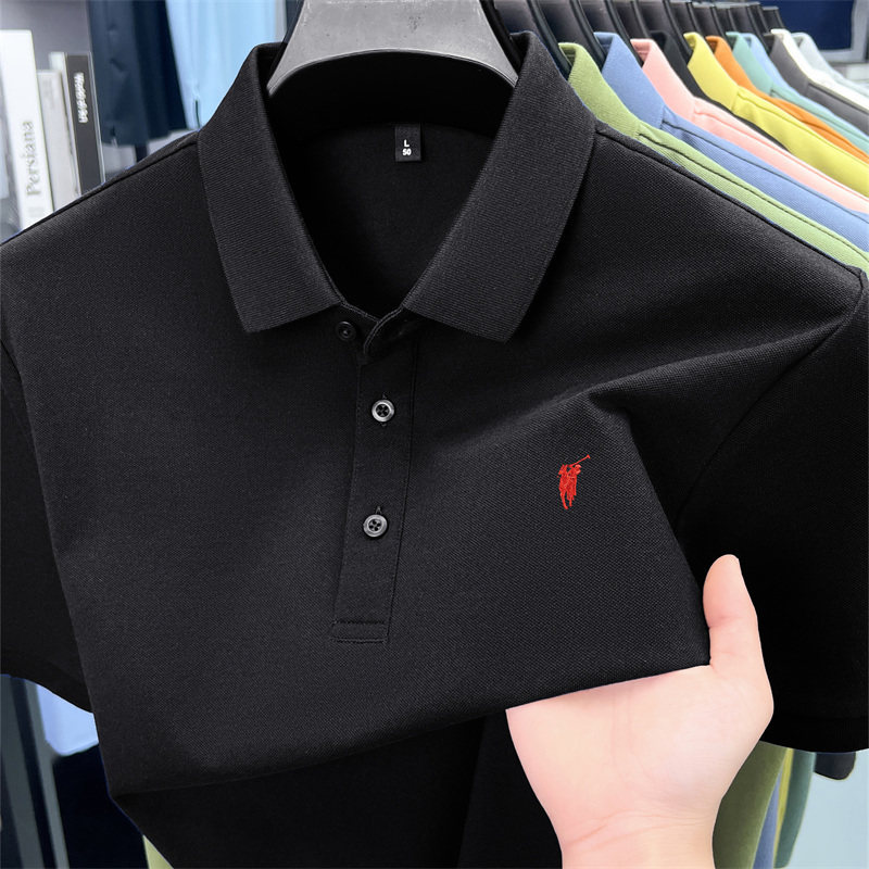 High-End Embroidered Polo Shirt Men's Short-Sleeved T-Shirt 2026 New Summer Business Lapel Polo Top for Men