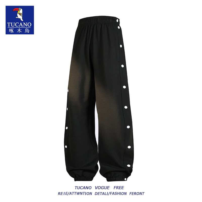Woodpecker Quick-Release Full-Button Sweatpants Men's American-Style Training Basketball Sports Pants Loose Casual Jogger Pants