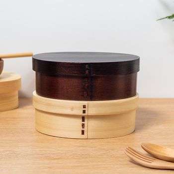 Japanese zakka bent willow wood lunch box white-collar lunch box student dry rice cooking box factory customization