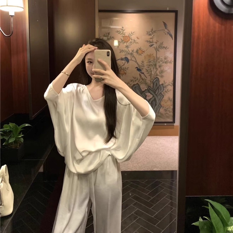 Korean Uamtor Pajamas for Women, Spring and Summer New Style, Internet Celebrity, Old Money Style, Relaxed, Light Luxury, High-End, Lazy Style Loungewear