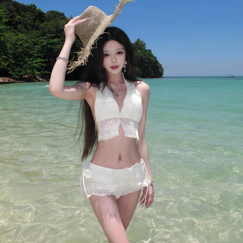 Korean Uamtor Pure Desire Style Lace Split Swimsuit Women's Three-Piece Set Fairy Style Seaside Hot Spring Vacation Bikini