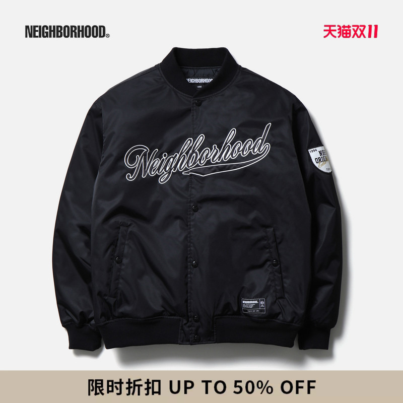 Neighborhood Classic Embroidered Patch Original Snap-Button Baseball Jacket Spring and Autumn Men's Clothing Nbhd Neighborhood Classic Embroidered Patch Original Snap-Button Baseball Jacket Spring and Autumn Men's Clothing Nbhd