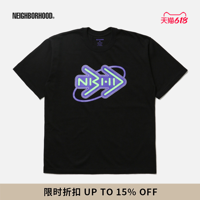 Neighborhood Classic Neon Arrow Print Short-Sleeved T-Shirt 2026 Summer New Men's Clothing Nbhd