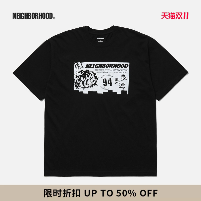 Neighborhood Retro Logo Printed Pattern Short-Sleeved T-Shirt 2026 New Men's Clothing Nbhd