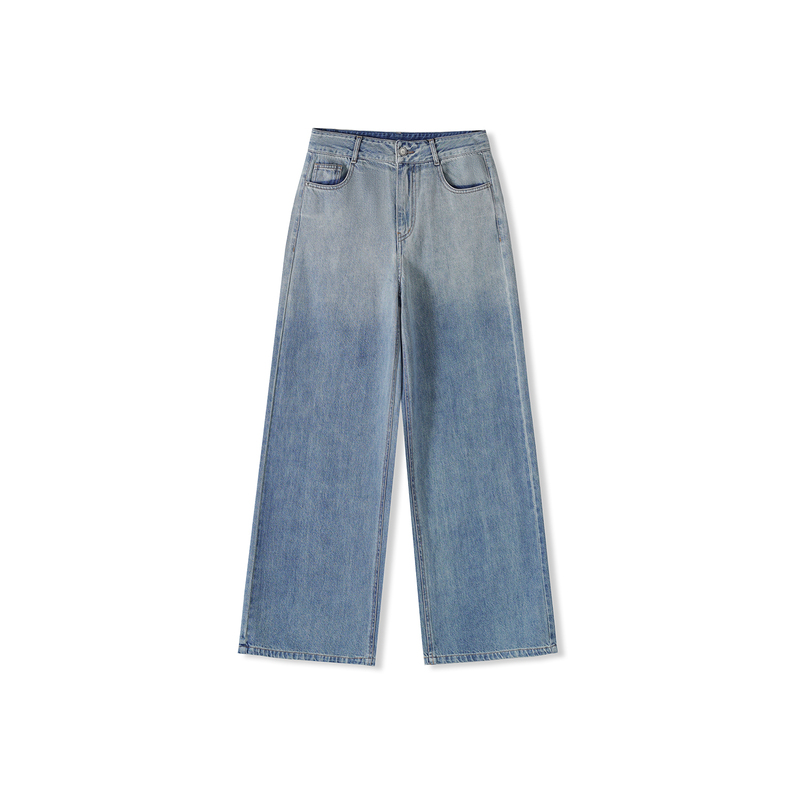 [June Is Here] Summer Washed Gradient Denim Straight-Leg Wide-Leg Pants Lymf-18803