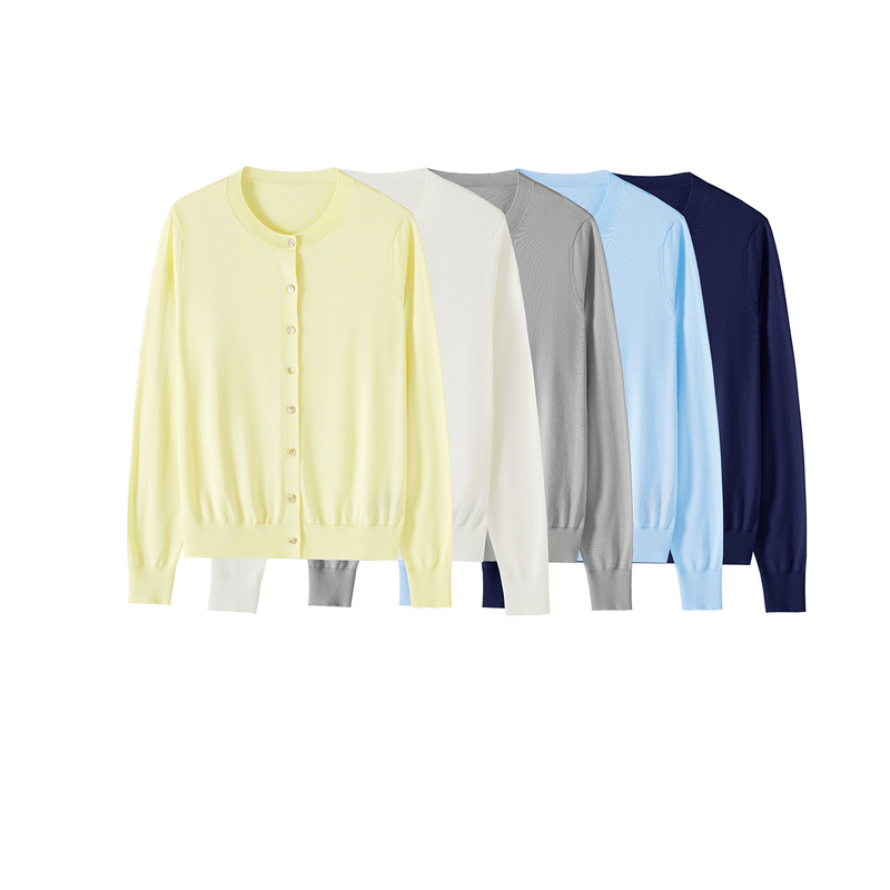 [June Is Here] Summer Round-Neck Mulberry Silk + Tencel Long-Sleeved Knitted Cardigan Lymxd-6163