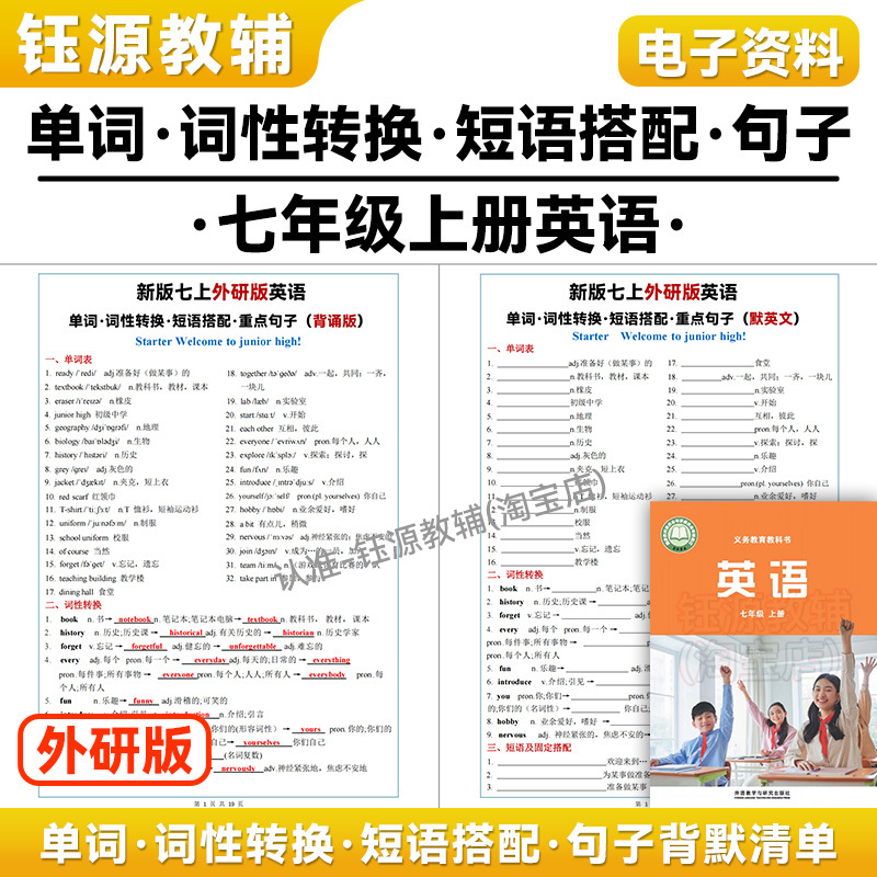 2026 Autumn New Edition Foreign Language Teaching and Research Press Seventh Grade First Semester English Full Text Unit Vocabulary Word Category Conversion Phrase Pairing Key Sentence Recitation and Dictation List Electronic Version Materials to Consolidate Vocabulary and Sentence Patterns Basics Bilingual Translation (Chinese-English) 2026 Autumn New Edition Foreign Language Teaching and Research Press Seventh Grade First Semester English Full Text Unit Vocabulary Word Category Conversion Phrase Pairing Key Sentence Recitation and Dictation List Electronic Version Materials to Consolidate Vocabulary and Sentence Patterns Basics Bilingual Translation (Chinese-English)