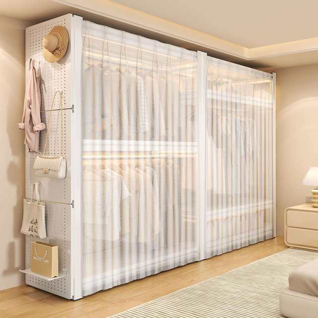 Steel Combination Clothes Rack, Multi-Layer Open Wardrobe for Bedroom, Floor-Standing Gourd-Shaped Storage Rack, Children's Coat Rack